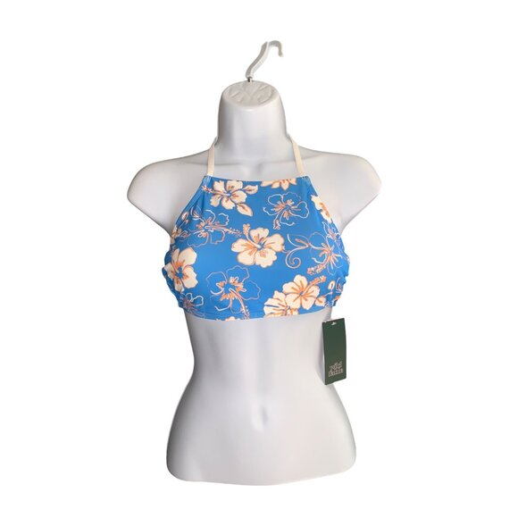 Wild Fable Blue Floral Halter Bikini Top With Removable Pads Size Small 4-6 - Picture 1 of 6